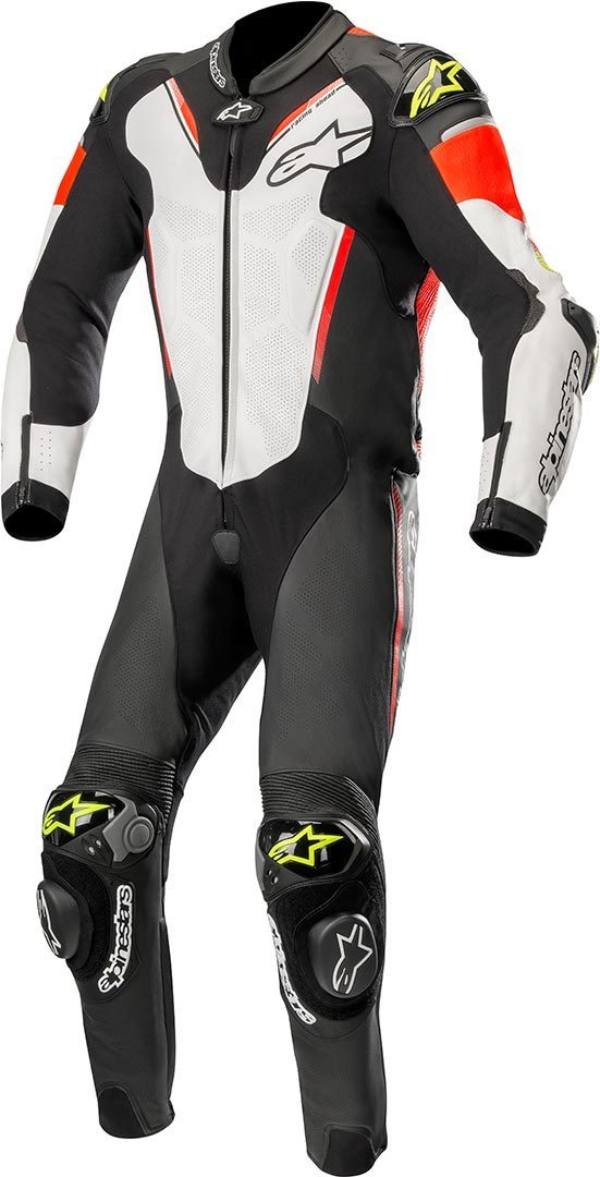 Alpinestars Atem 3 1-Teiler Lederkombi, schwarz-weiss-rot-gelb, Größe 56, schwarz-weiss-rot-gelb, Größe 56