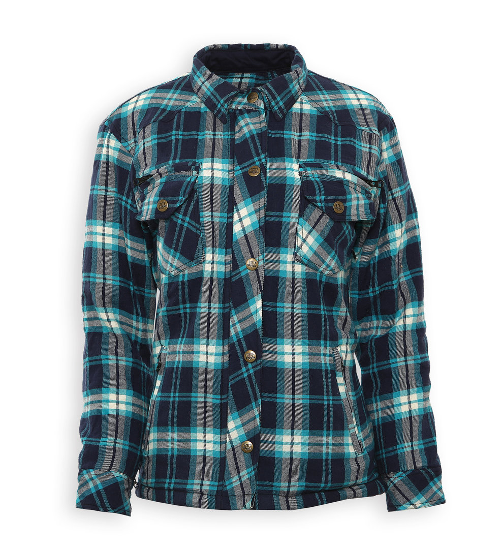 Bores Lumberjack Dames Shirt, wit-blauw, afmeting XL voor vrouw