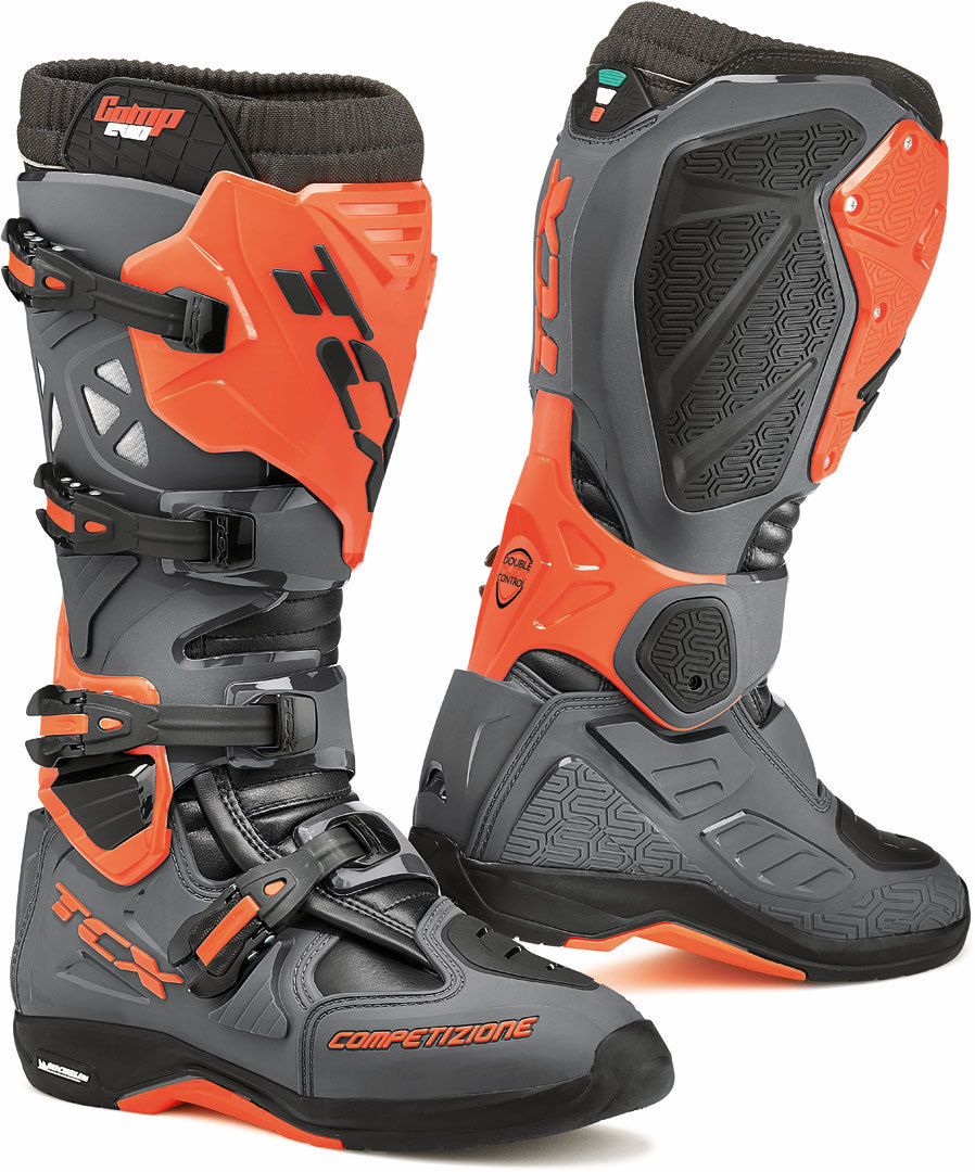 TCX Comp Evo 2 Michelin Motocross Boots, grey-orange, Size 40, grey-orange, Size 40