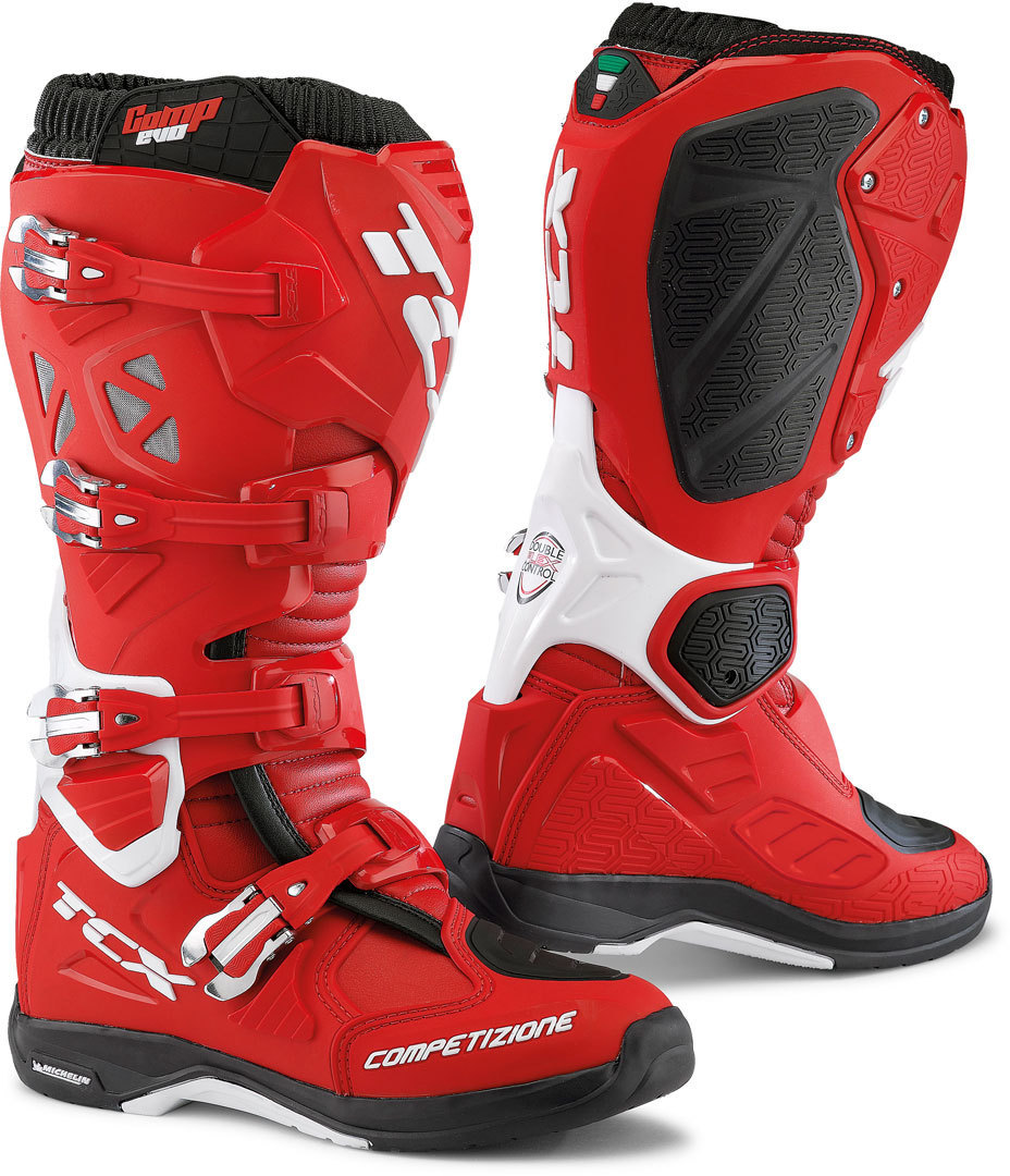 TCX Comp Evo 2 Michelin Motocross Boots, white-red, Size 42, white-red, Size 42