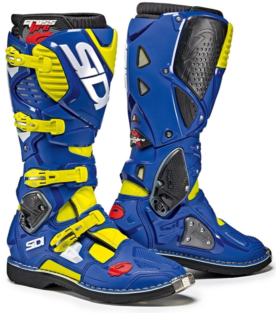 Sidi Crossfire 3 Motocross Boots, blue-yellow, Size 50, blue-yellow, Size 50