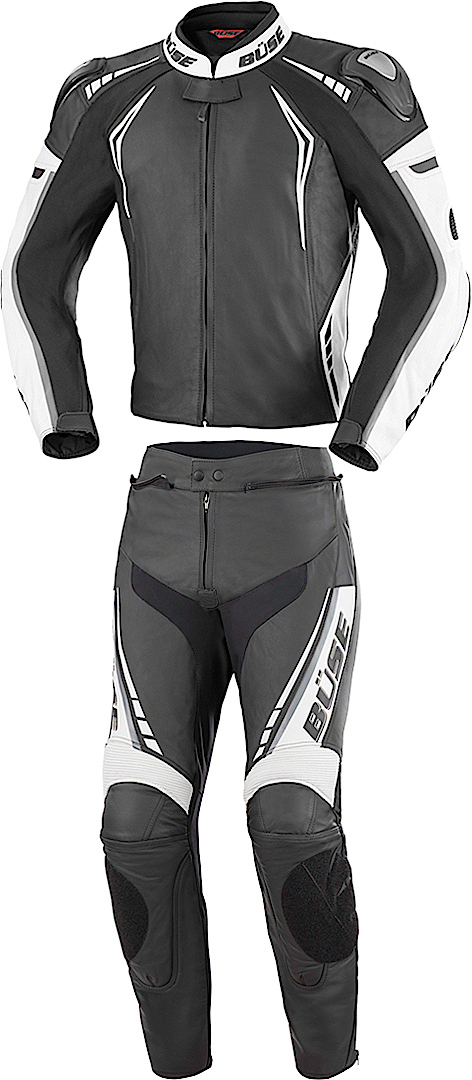 Büse Silverstone Pro Two Piece Motorcycle Leather Suit, black-white, Size 46, black-white, Size 46