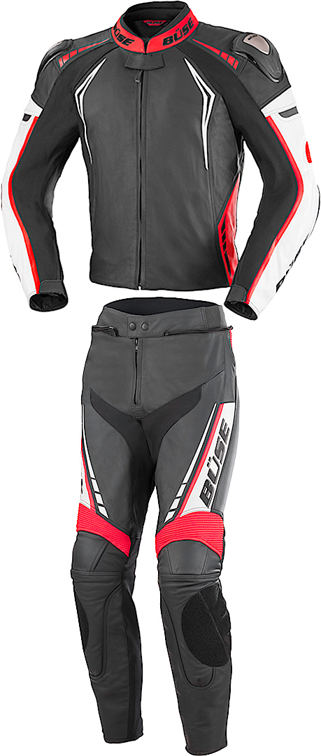 Büse Silverstone Pro Two Piece Motorcycle Leather Suit, black-white-red, Size 48, black-white-red, Size 48