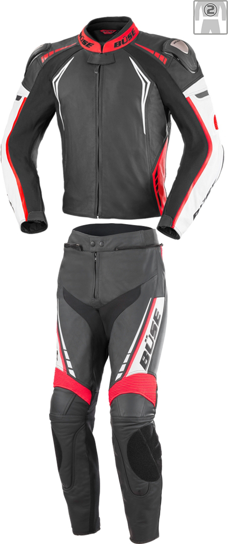 Büse Silverstone Pro Two Piece Ladies Leather Suit, black-white-red, Size 34 for Women, black-white-red, Size 34 for Women