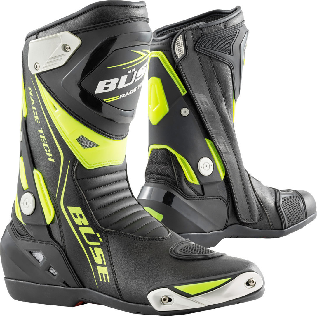 Büse GP Race Tech Motorcycle Boots, black-yellow, Size 42, black-yellow, Size 42