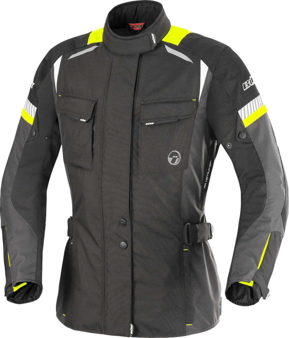 Büse Breno Ladies Motorcycle Textile Jacket, black-yellow, Size 42 for Women, black-yellow, Size 42 for Women