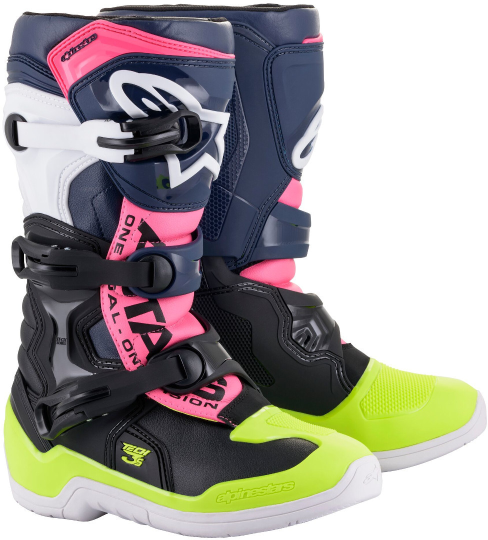 Image of Alpinestars Tech 3S Giovani Motocross Stivali, nero-blu-giallo, dimensione 34