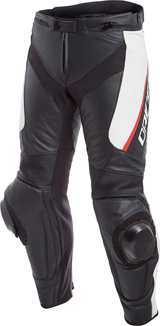 Image of Dainese Delta 3 Pantaloni Moto in Pelle, nero-bianco, dimensione 3XL 4XL