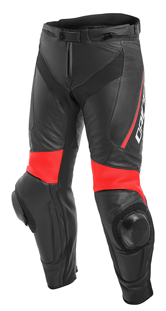 Image of Dainese Delta 3 Pantaloni Moto in Pelle, nero-rosso, dimensione 64