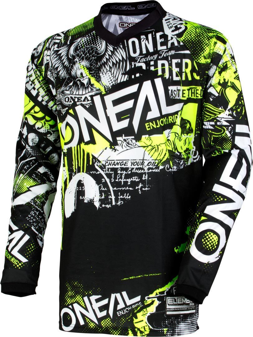 Oneal Element Attack Jeugd Motocross Jersey, zwart-geel, afmeting S