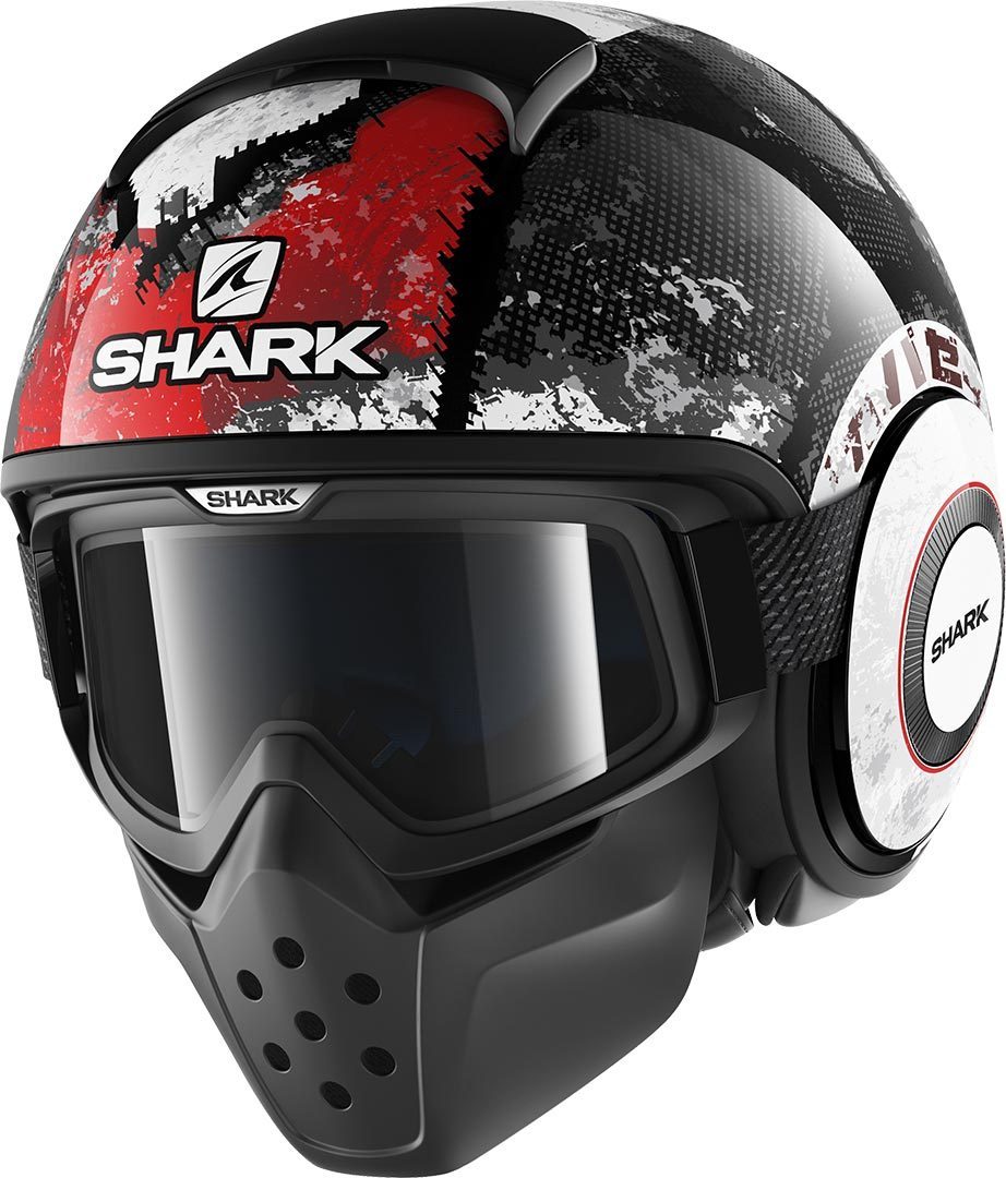 Shark Drak Evok Jet Helmet, black-white-red, Size XS, black-white-red, Size XS