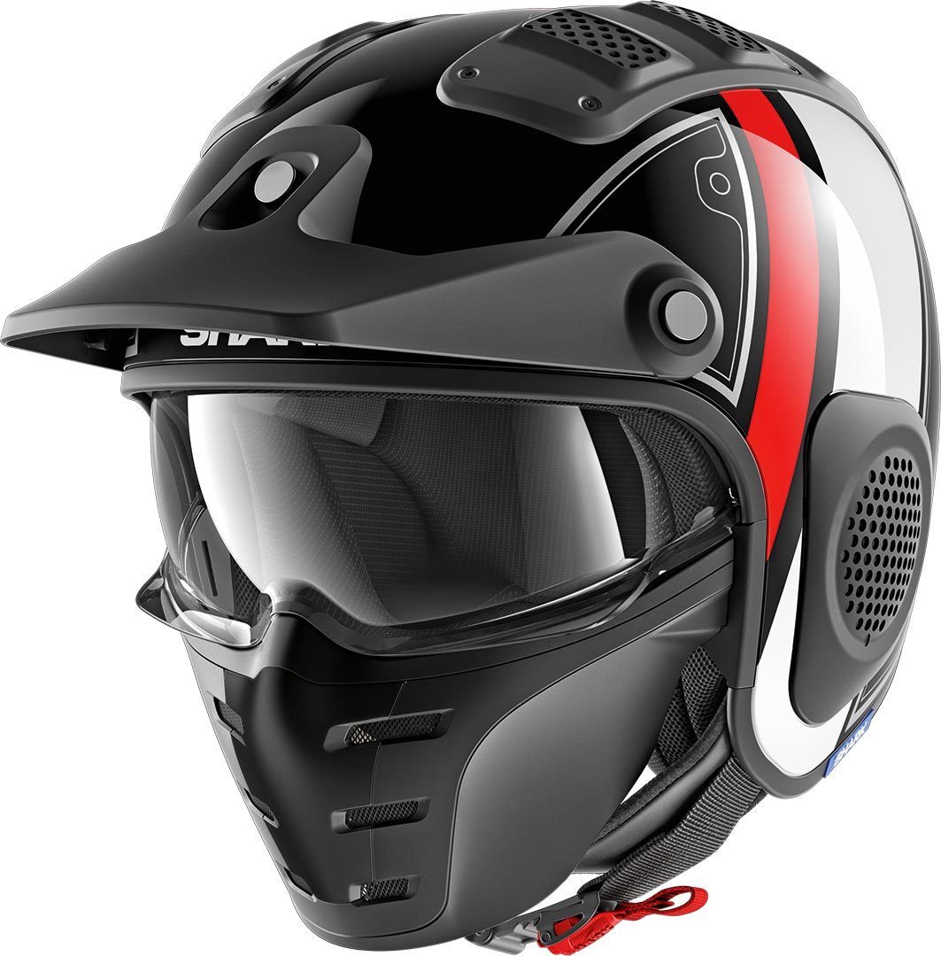 Shark X-Drak Terrence Jet Helmet, black-white-red, Size M, black-white-red, Size M