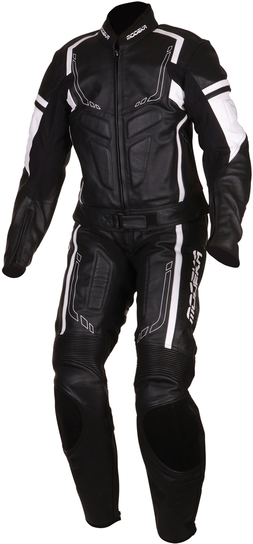 Modeka Chaser II Two Piece Leather Suit, black-white, Size 56, black-white, Size 56