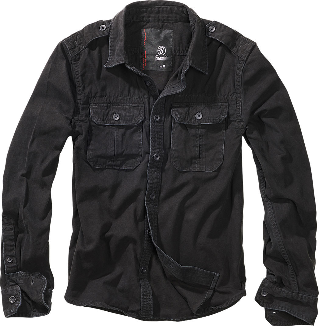 Brandit Vintage Longsleeve Shirt, black, Size S, black, Size S