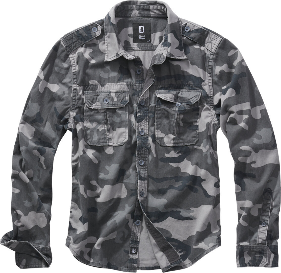 Brandit Vintage Longsleeve Shirt, black-grey, Size S, black-grey, Size S