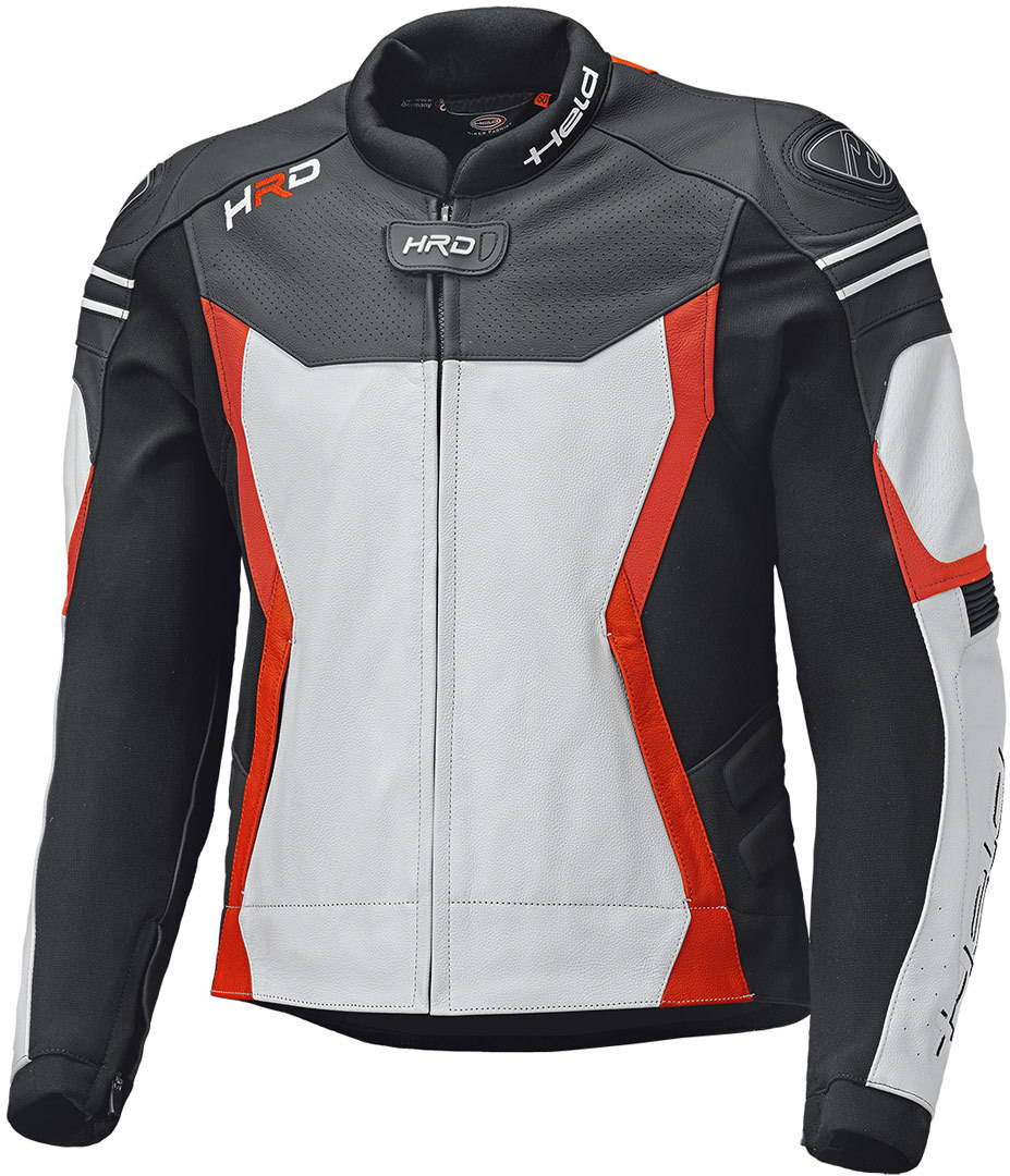 Held Street 3.0 Motorcycle Leather Jacket, white-red, Size 48, white-red, Size 48