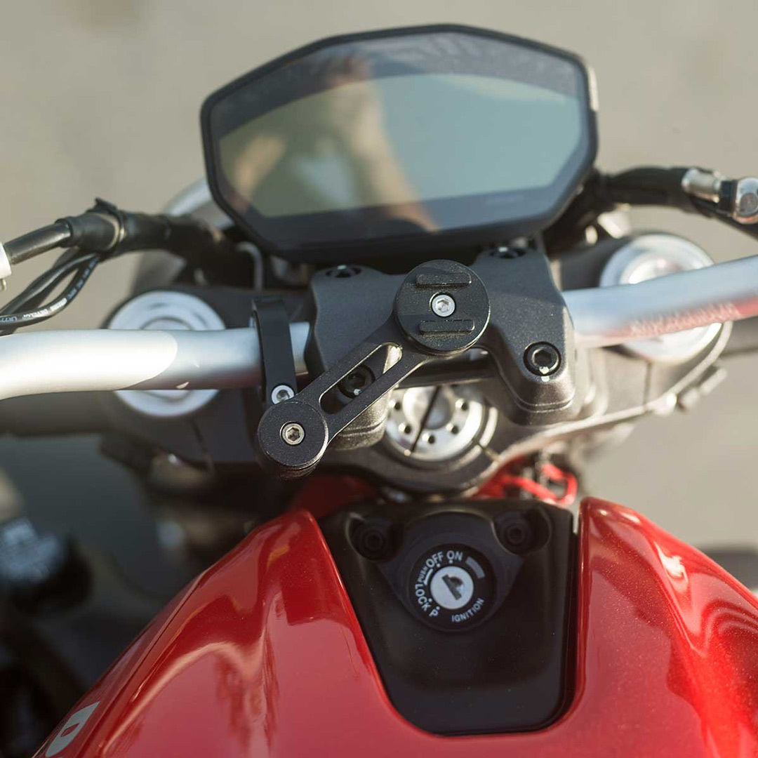 Side view of SP Connect Moto Bundle Universal Smartphone Mount, black