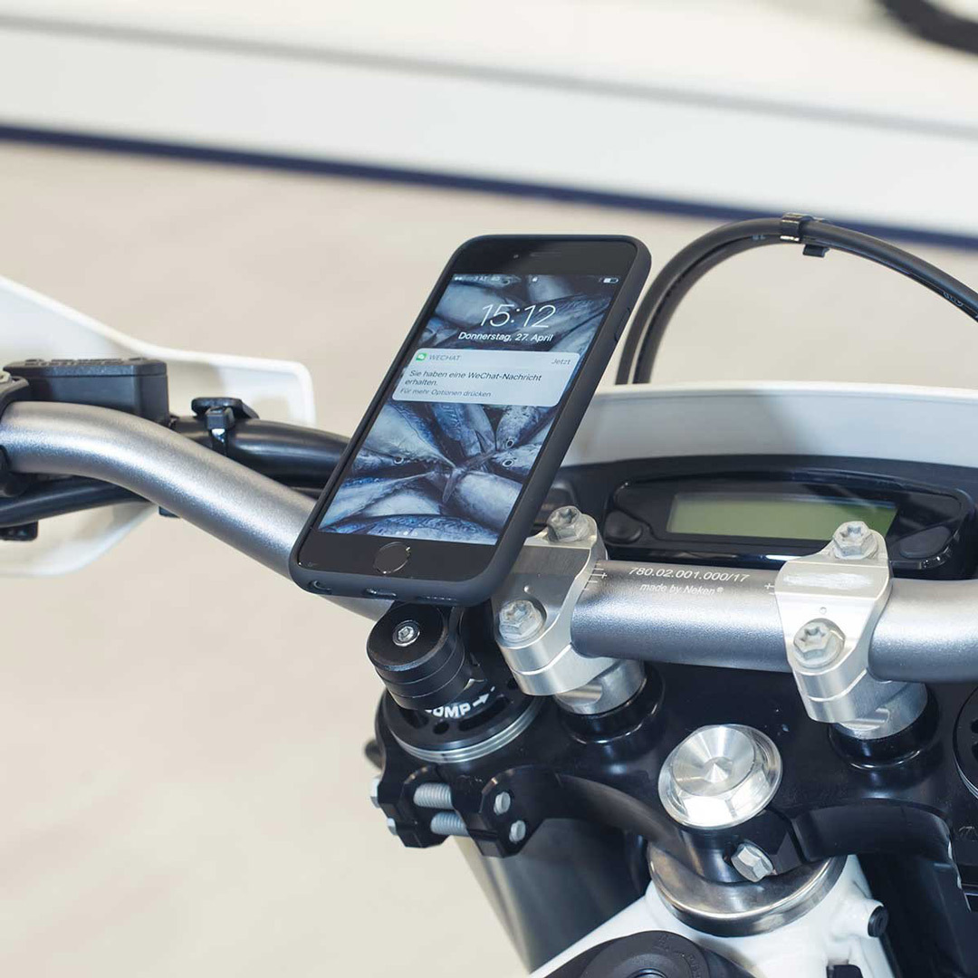 Side view of SP Connect Moto Bundle Universal Smartphone Mount, black