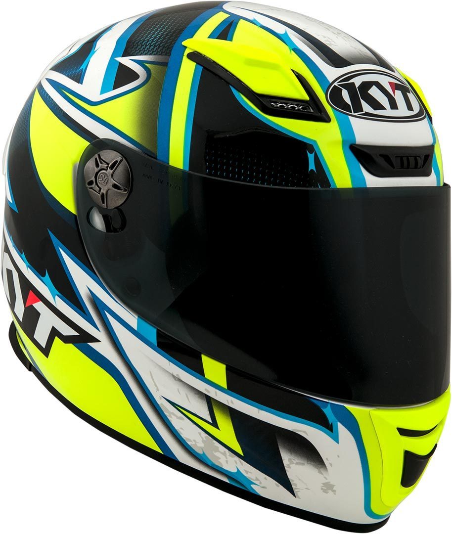 KYT KR-1 Lightning Helmet, white-blue-yellow, Size 2XL, 2XL White Blue Yellow unisex
