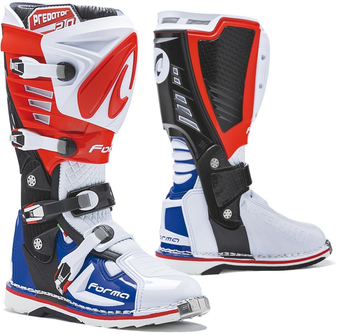 Forma Predator 2.0 Motocross Boots, white-red-blue, Size 44, white-red-blue, Size 44