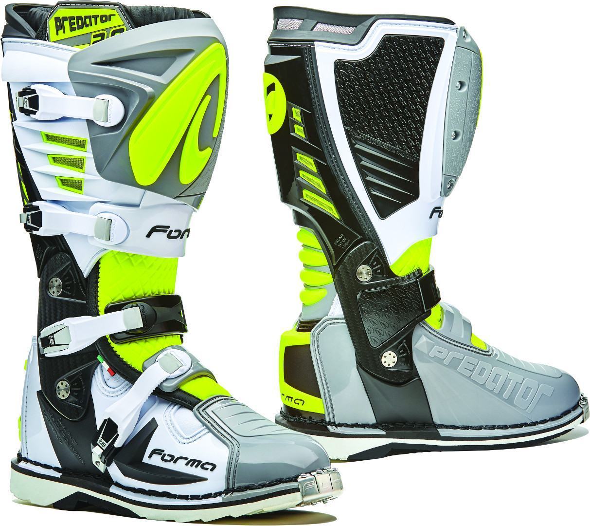 Forma Predator 2.0 Motocross Boots, grey-yellow, Size 43, grey-yellow, Size 43