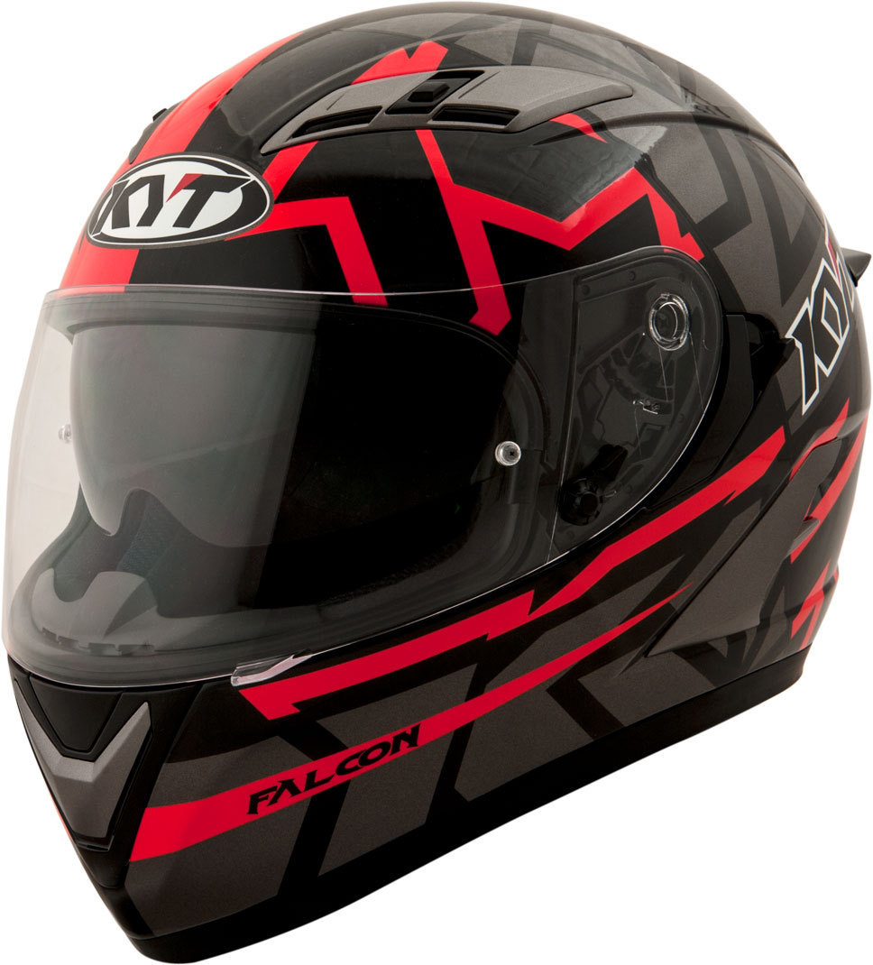 KYT Falcon Faster Helmet, black-red, Size L, L Black Red unisex