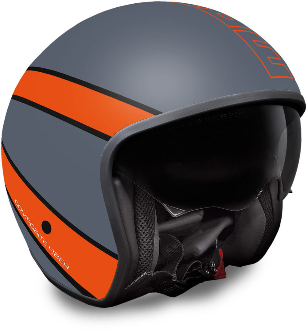 MOMO Raptor Jet Helmet Grey Matt / Red, grey-silver, Size XS, grey-silver, Size XS