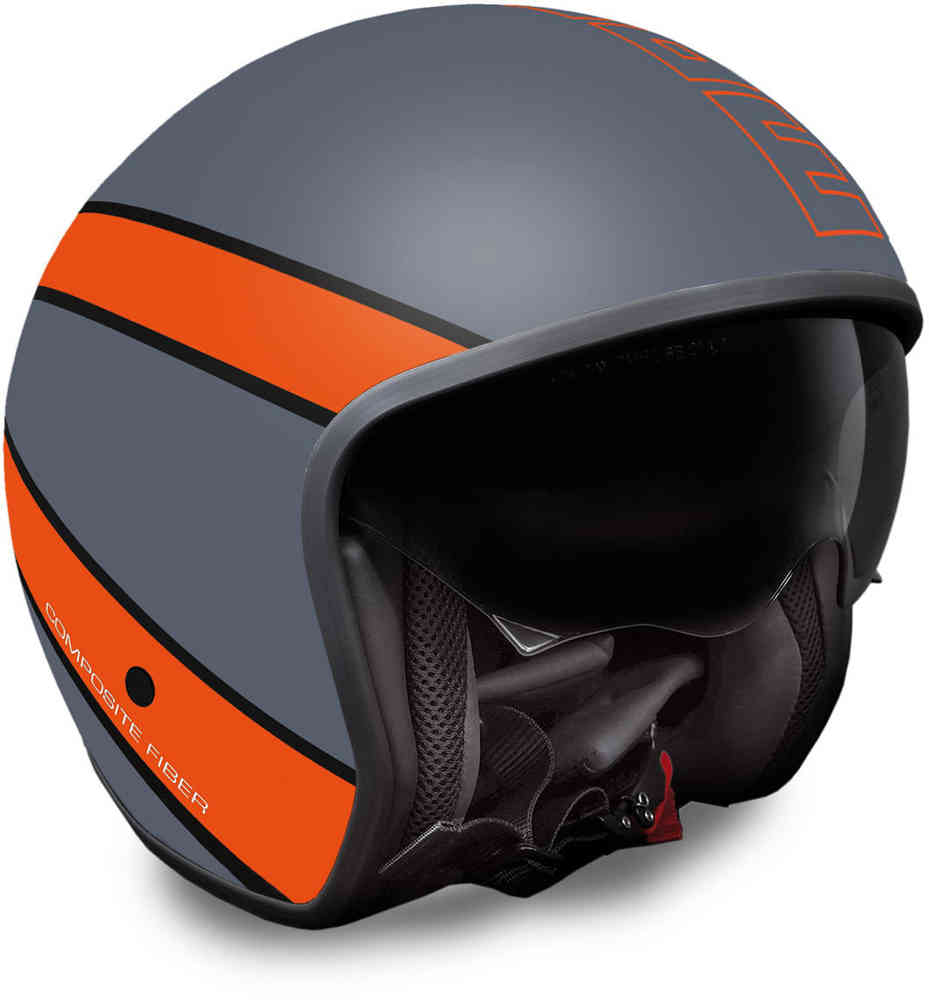 MOMO Raptor Casco Jet gris mate / rojo