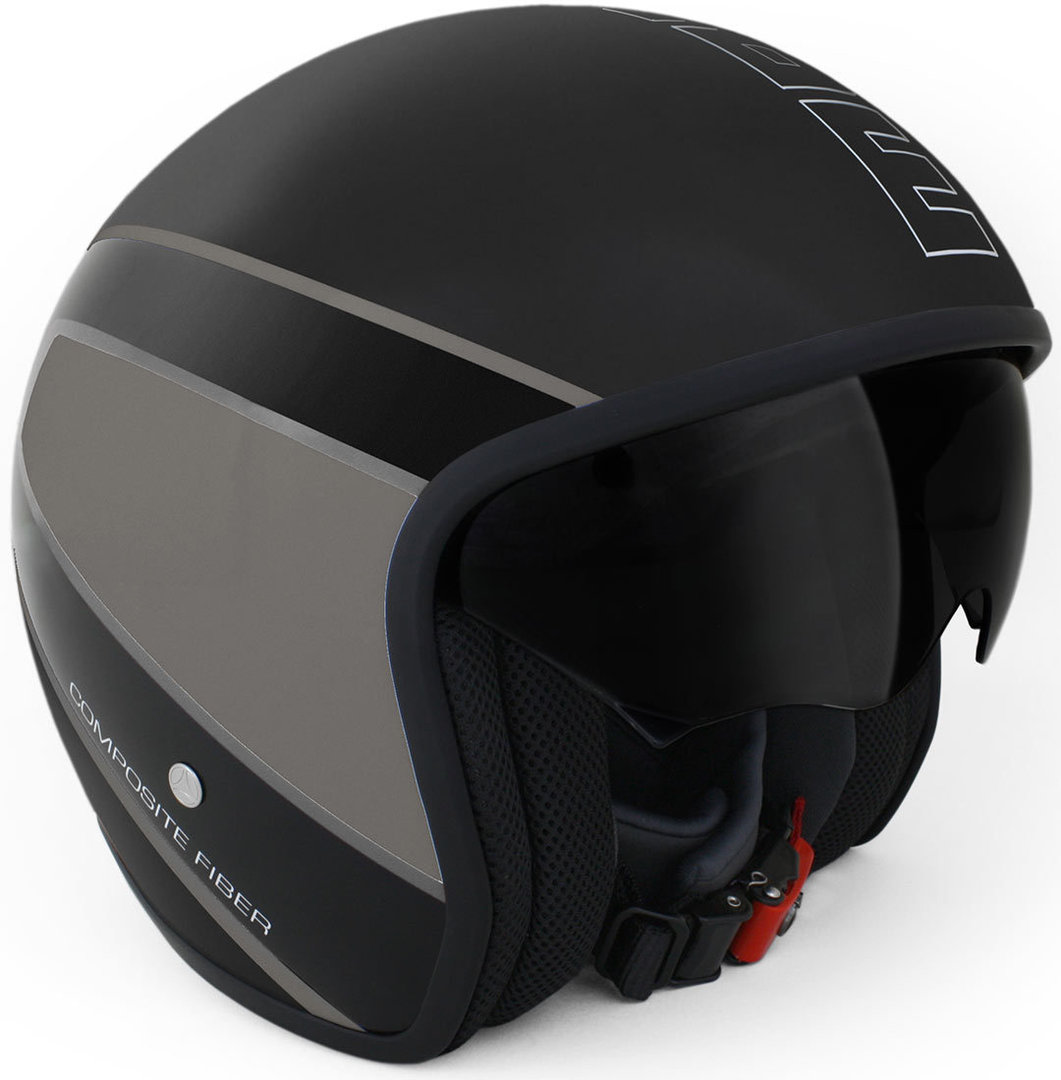 MOMO Raptor Jet Helmet Black Matt / Dark Silver, black-grey, Size XS, black-grey, Size XS