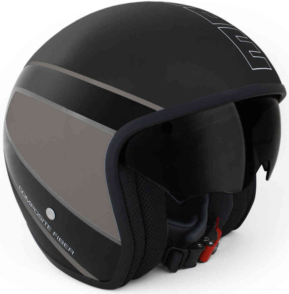 MOMO Raptor Casco de moto negro mate / oscura plata