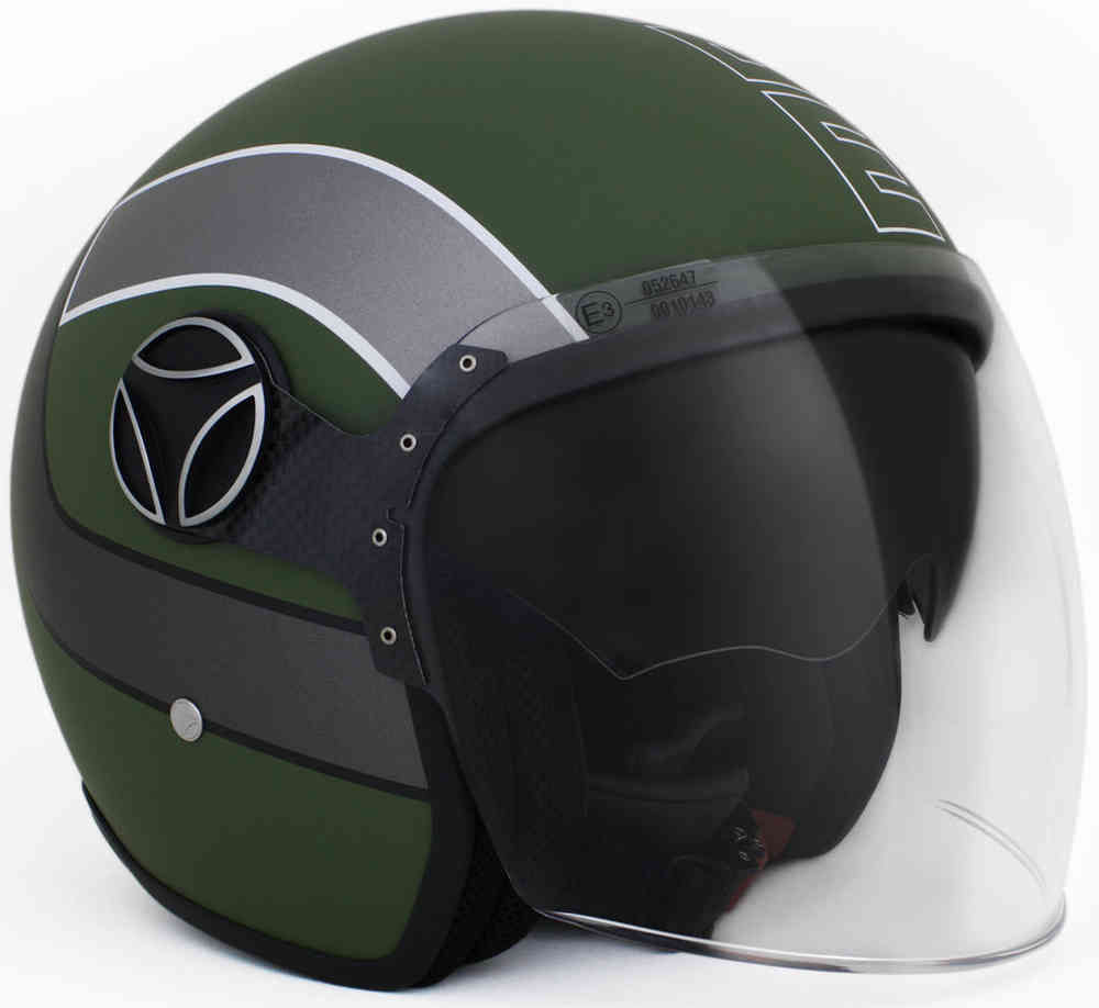 MOMO Arrow Casco Jet verde opaco / bianco