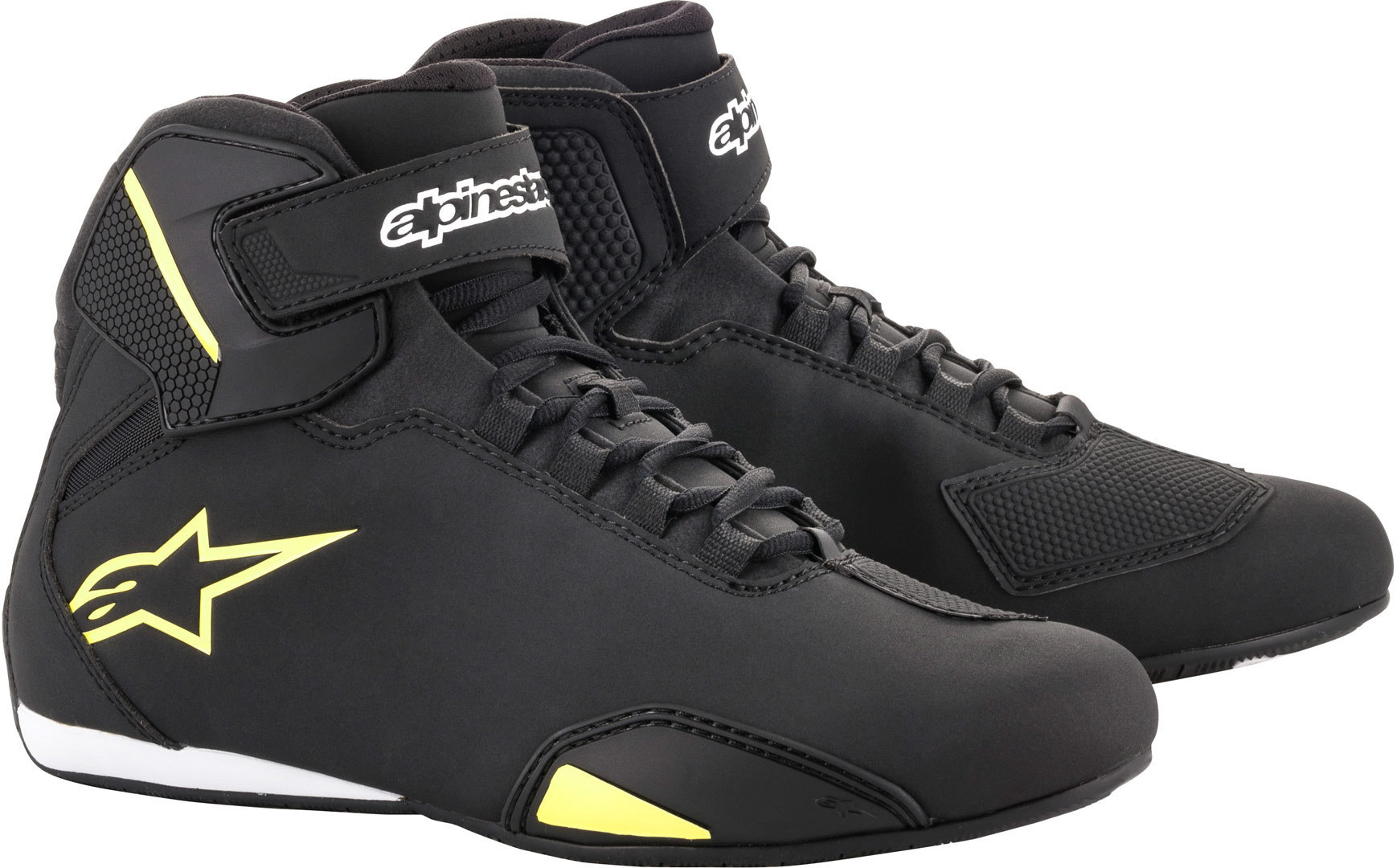 Alpinestars Sektor Мотоциклетные ботинки Черный/Желтый флуоресцентный 43.5 