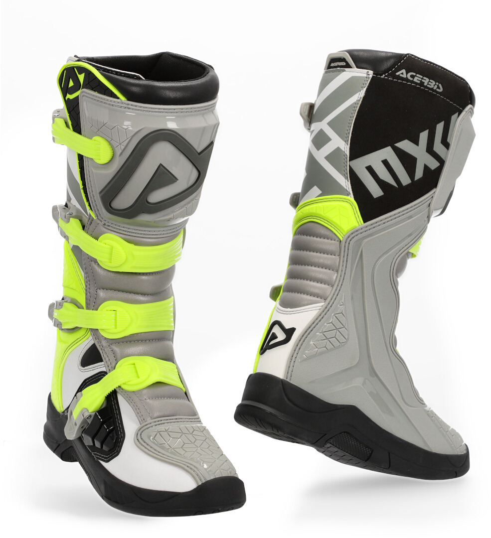 Acerbis X-Team Motocross Boots, grey-yellow, Size 39, grey-yellow, Size 39