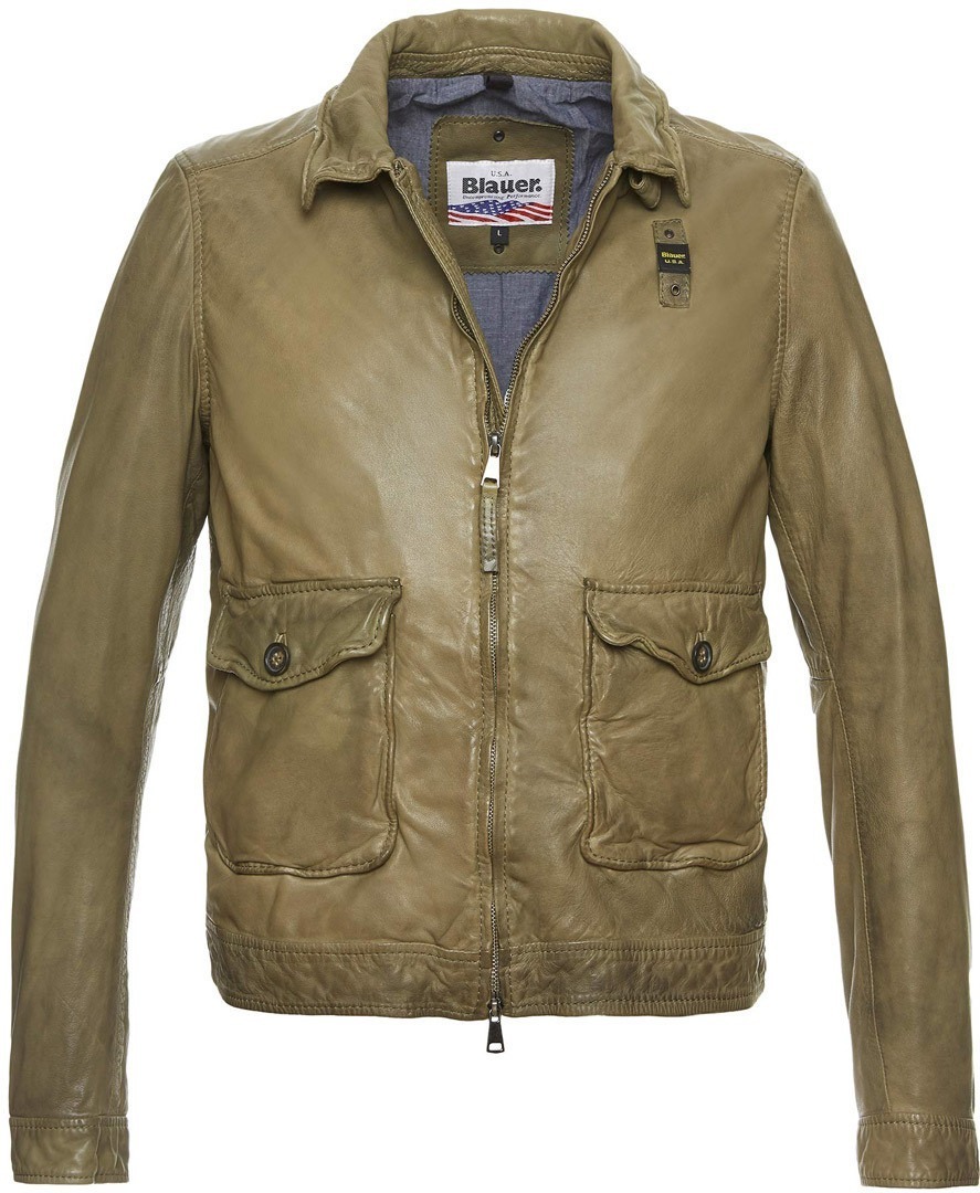Blauer USA Tyler Leather Jacket, green, Size M, green, Size M
