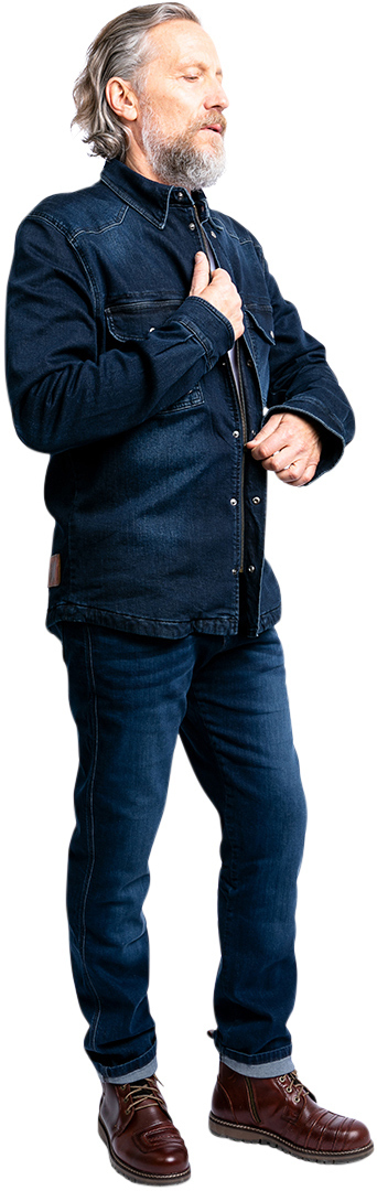 Side view of John Doe Ironhead Mechanix XTM Jeans, blue, Size 38 for Men