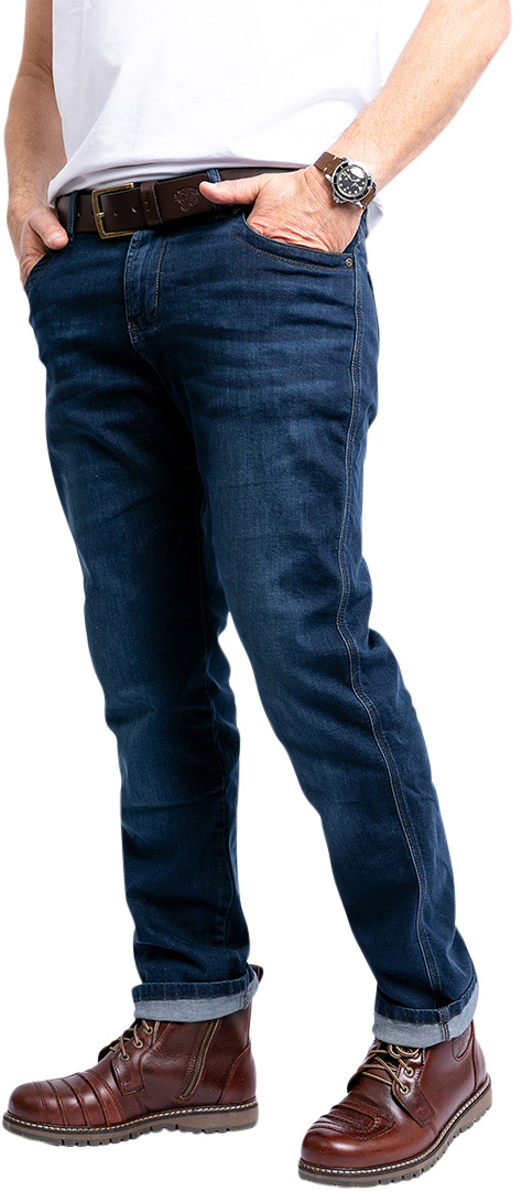 Side view of John Doe Ironhead Mechanix XTM Jeans, blue, Size 38 for Men