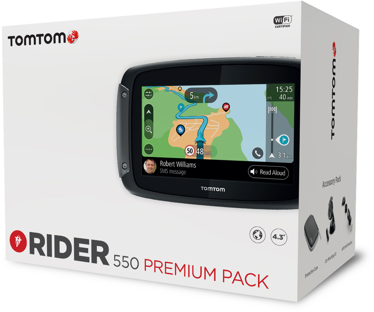 TomTom Rider 550 World Premium Système de guidage d’itinéraire, noir