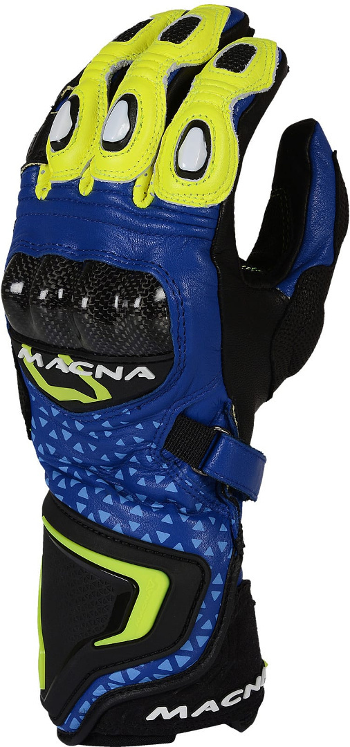 Macna Track R Gloves, black-blue-yellow, Size M, black-blue-yellow, Size M