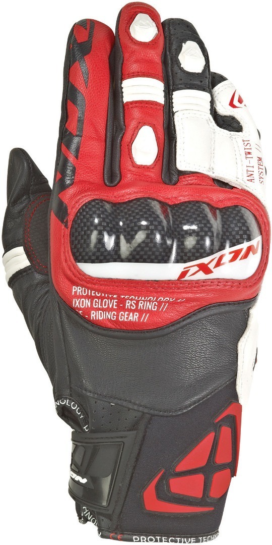 Ixon Rs Ring Gloves, black-white-red, Size XL, black-white-red, Size XL
