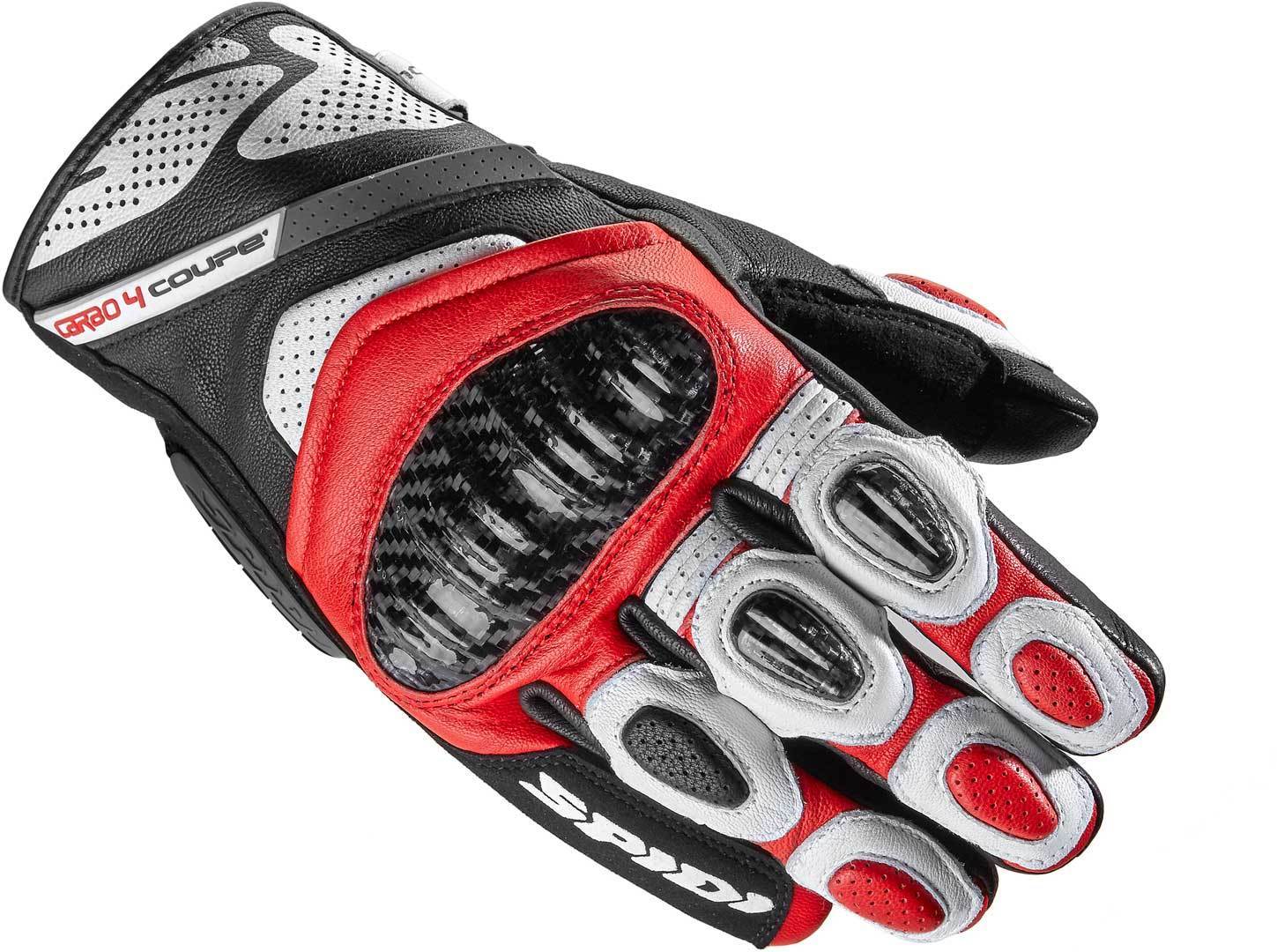 Spidi Carbo 4 Coupe Gloves, black-white-red, Size 2XL, black-white-red, Size 2XL