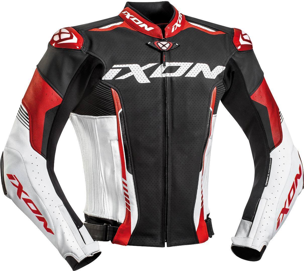 Ixon Vortex 2 Motorcycle Leather Jacket, black-white-red, Size S, black-white-red, Size S