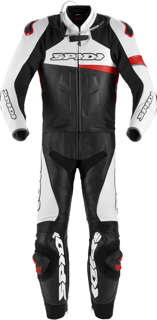 Spidi Race Warrior Touring Two Piece Motorcycle Leather Suit Long, black-white-red, Size 46, black-white-red, Size 46