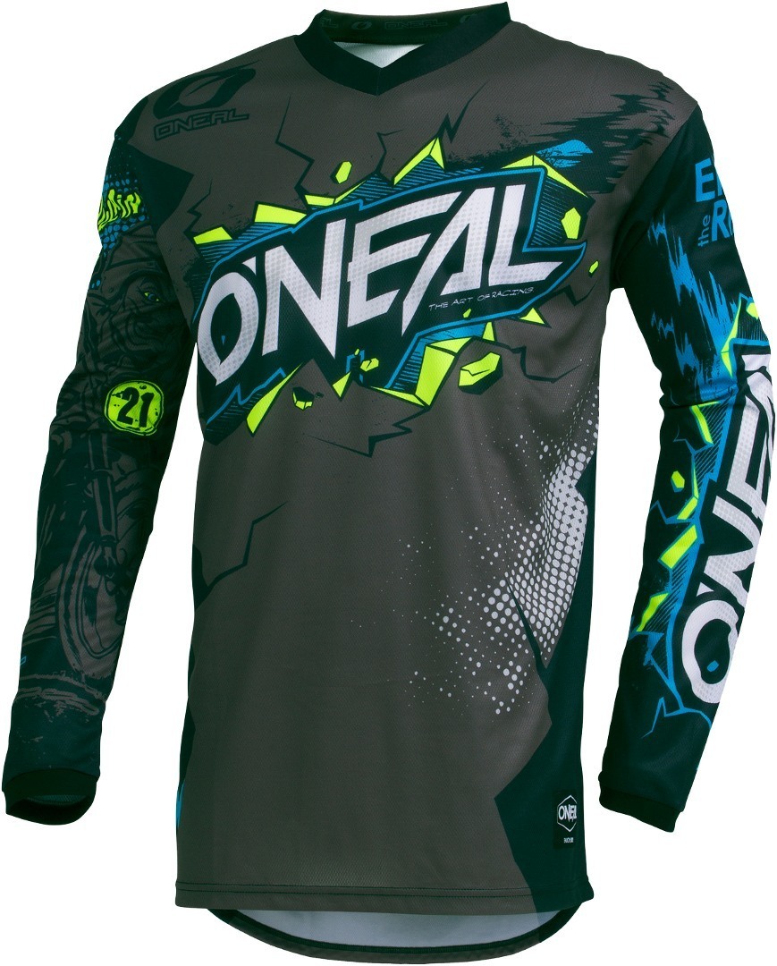 Oneal Element Villain Youth Motocross Jersey, grey, Size S, grey, Size S