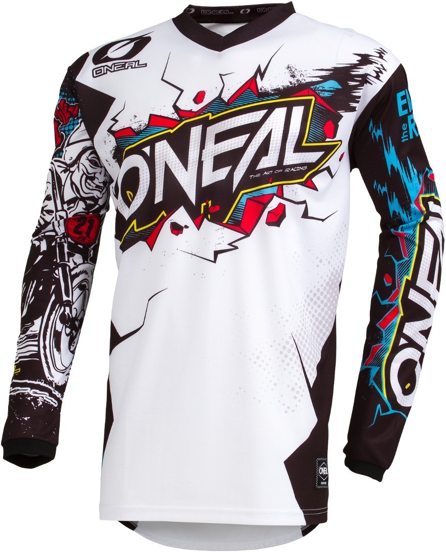 Oneal Element Villain Youth Motocross Jersey, white, Size S, white, Size S