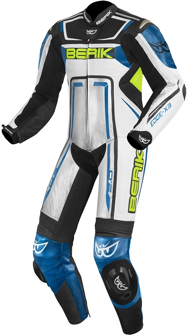 Berik Cosmic 1-Teiler Motorrad Lederkombi, schwarz-weiss-blau, Größe 52, schwarz-weiss-blau, Größe 52