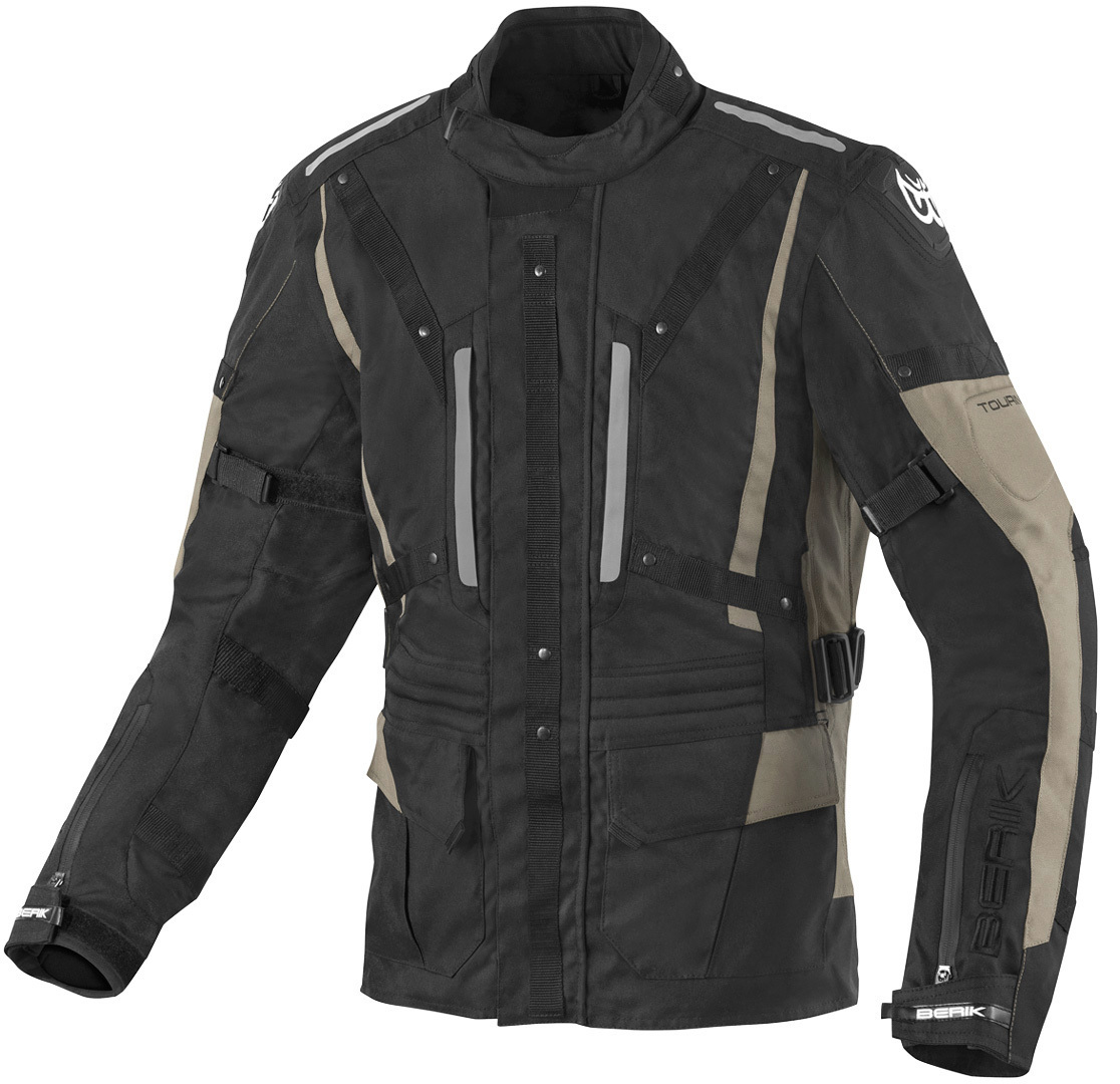 Berik Spencer wasserdichte Motorrad Texiljacke, schwarz-beige, Größe 52, schwarz-beige, Größe 52