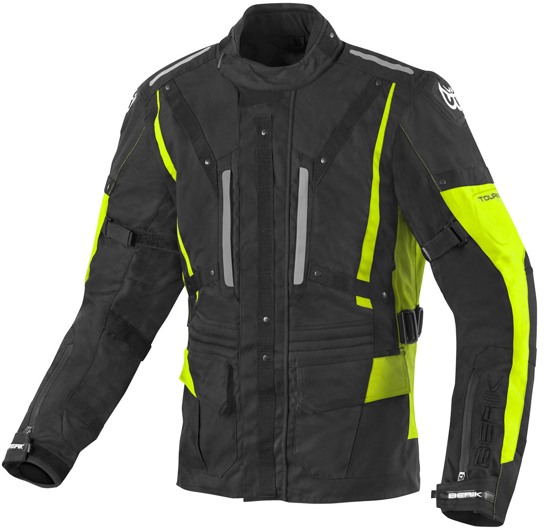 Berik Spencer wasserdichte Motorrad Texiljacke, schwarz-gelb, Größe 52, schwarz-gelb, Größe 52