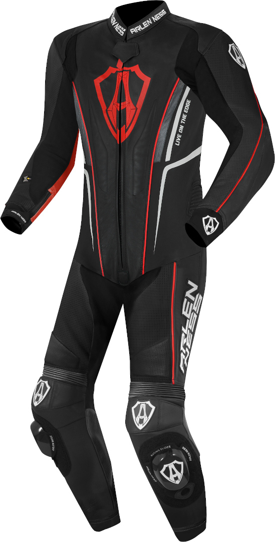 Arlen Ness Losail 1-Teiler Lederkombi, schwarz-rot, Größe 56, schwarz-rot, Größe 56