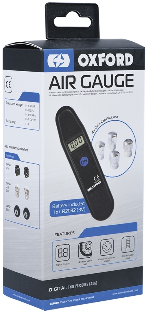 Oxford Air Digital Tyre Pressure Gauge, silver, silver, Size One Size