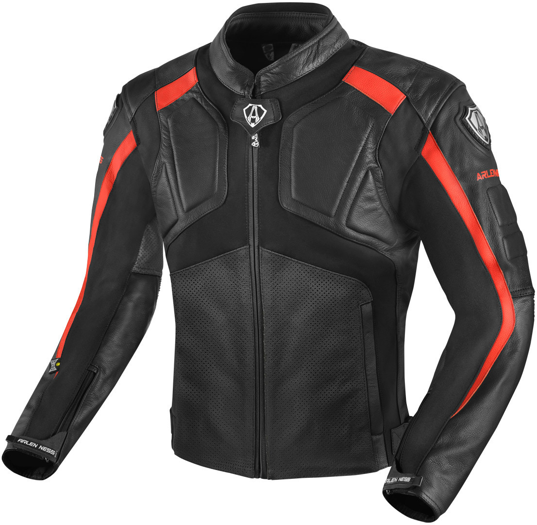 Arlen Ness Sportivo Motorrad Lederjacke, schwarz-rot, Größe 50, schwarz-rot, Größe 50